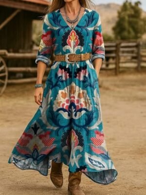 Women's Maxi Dress A Line Dress Vacation Casual Boho Going out Dress Blue