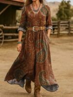 Maxi Dress A Line Dress Vacation Casual Boho Going out Dress Brown