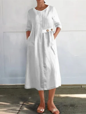 Long Dress Maxi Dress Casual Dress Cotton Linen Dress Fashion Modern Daily White